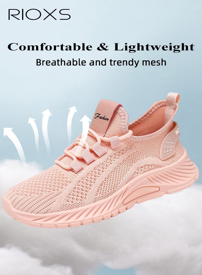 ريوكس أحذية الجري النسائية، أحذية رياضية خفيفة الوزن ومانعة للانزلاق، أحذية رياضية غير رسمية سهلة الارتداء من شبكة قابلة للتنفس، أحذية مريحة غير رسمية برباط للمشي، أحذية تنس للسيدات، أحذية رياضية عصرية ناعمة للركض والتمارين الرياضية والجري والمشي لمسافات طويلة وصيد الأسماك والارتداء اليومي، باللون الوردي - Image 3